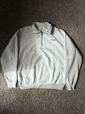 Aeropostale Men's Quarter Zip Heather Light Gray Pullover Sweater